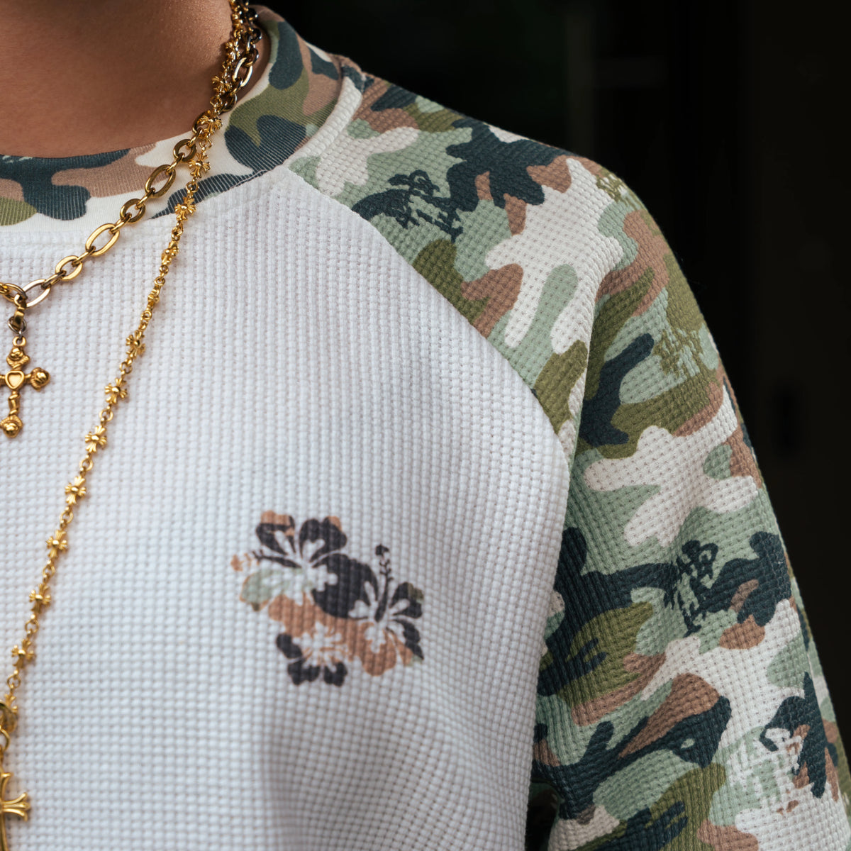 CAMO RAGLAN WAFFLE LS